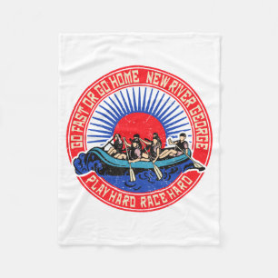 Retro New River George Rafting Fleece Blanket