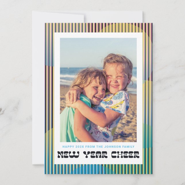 Retro New Year Cheer Photo Card (Front)
