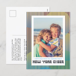 Retro New Year Cheer Photo Postcard