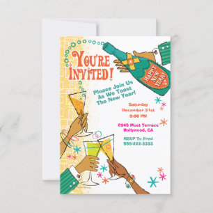 Retro New Years Eve Holiday Party Invitation