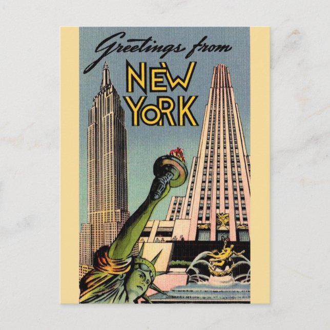 Retro New York City Greeting Postcard (Front)