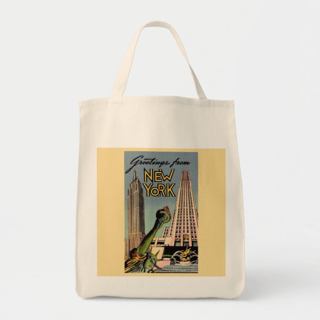 Retro New York City Grocery Bag (Front)