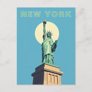 Retro New York City Statue of Liberty Travel Postcard
