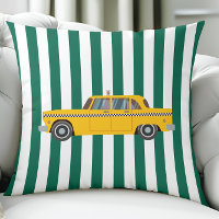 Retro New York City Taxi Cab, Car on Green Stripes