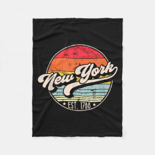 Retro New York Home State Ny Cool 70s Style Sunset Fleece Blanket