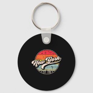 Retro New York Home State Ny Cool 70s Style Sunset Key Ring