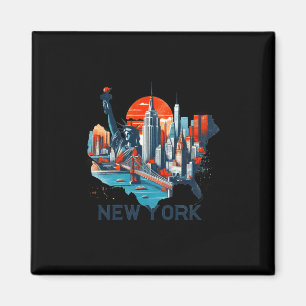 Retro New York Skyline Silhouette _1 Magnet