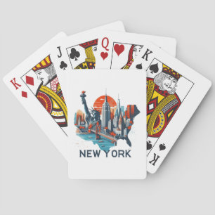 Retro New York Skyline Silhouette Playing Cards