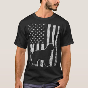 Retro Newfoundland American Flag Dog Dad Dog Mom T-Shirt