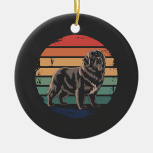 Retro Newfoundland Vintage Dog Lover Gifts for Men Ceramic Tree Decoration