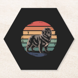Retro Newfoundland Vintage Dog Lover Gifts for Men Paper Coaster