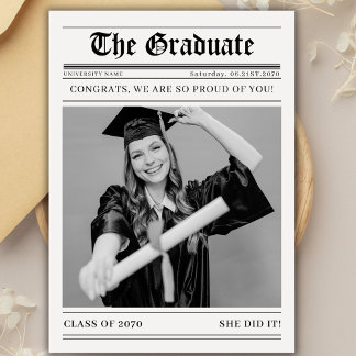 Retro Newspaper 2026 Graduation Photo Announcement