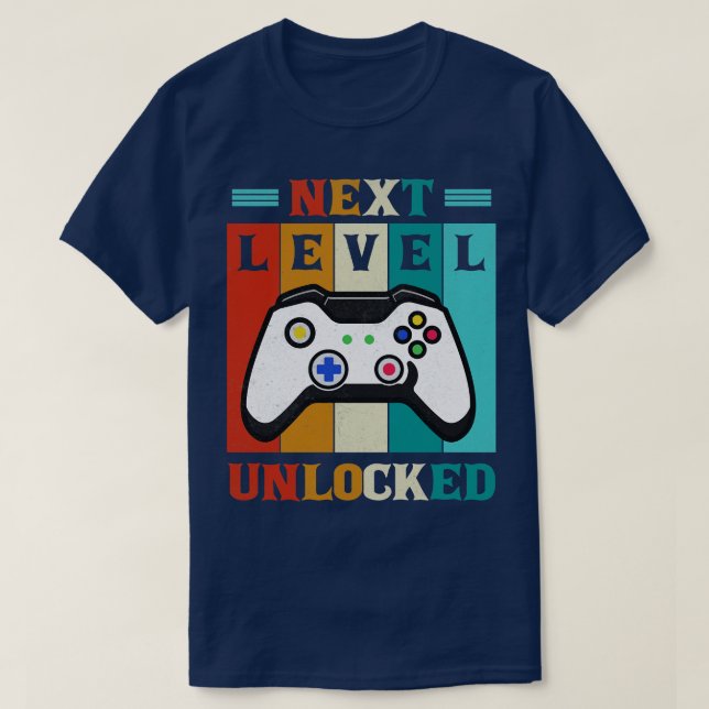 Retro Next Level Unlocked Funny Video Gaming Gift T-Shirt (Design Front)