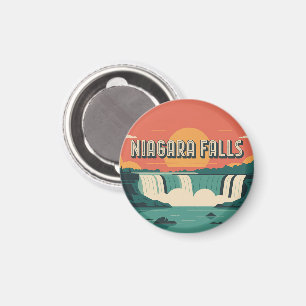Retro Niagara Falls Sunset Keychain Magnet