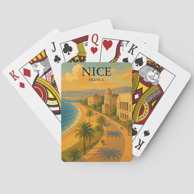 Retro Nice France French Riviera Promenade  Playing Cards (Back)