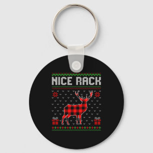 Retro Nice Rack Ugly Christmas Sweater Couples Mat Key Ring