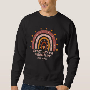 Retro NICU Nurse ICU Neonatal Rainbow Team Tiny Hu Sweatshirt