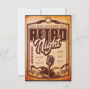 Retro Night Invitation Flat Card