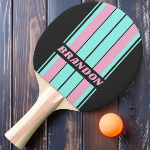 Retro Night Prism Board Stripes with Name Ping Pong Paddle