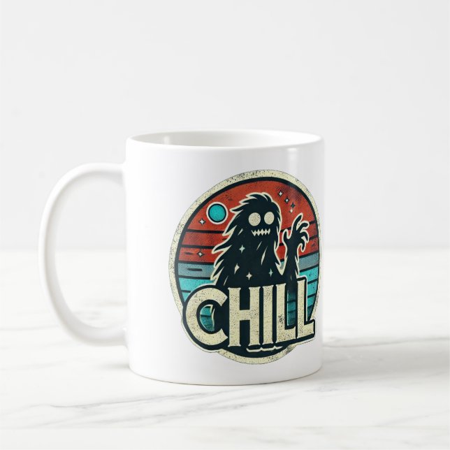 Retro Night Vibes: Bigfoot and Moonlight Coffee Mug (Left)