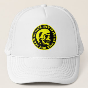 Retro no Hate Just Skate Skull Trucker Hat