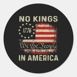 Retro No Kings In America Usa Flag We The People 4 Classic Round Sticker