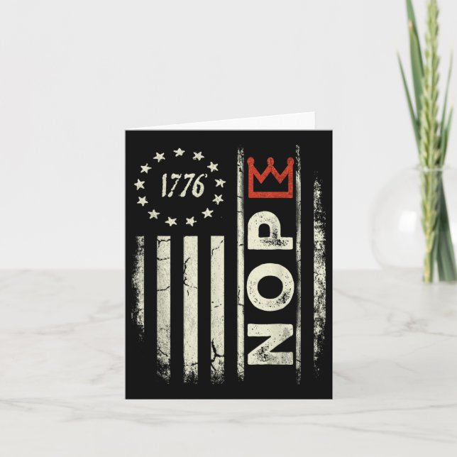 Retro No Kings Protest Sign Vertical American Flag Card (Front)