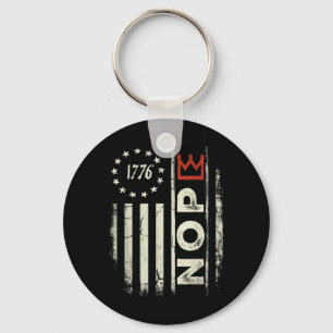 Retro No Kings Protest Sign Vertical American Flag Key Ring