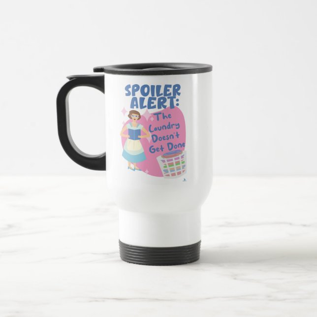 Retro No Laundry Happened Reader Cartoon Wife Travel Mug (Left)