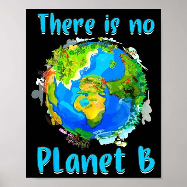 Retro No Planet Climate Change Earth B Save Nature Poster (Front)