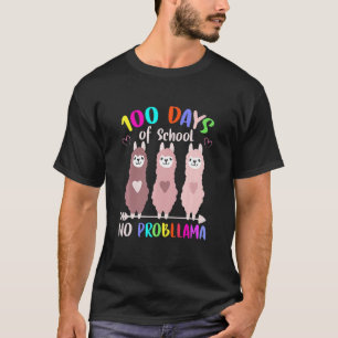 Retro No Probllama 100 Days Of School LLama Teache T-Shirt