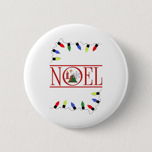retro NOEL string of lights 6 Cm Round Badge