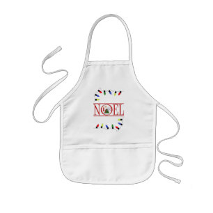 retro NOEL string of lights Kids Apron
