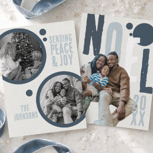 Retro Noel Typography Family Photo Christmas Holiday Card