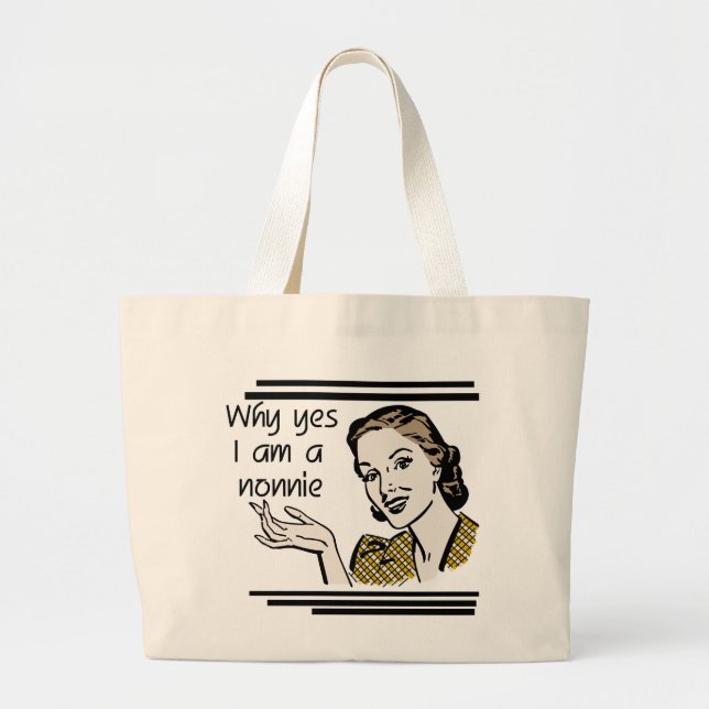 Retro Nonnie T-shirts and GIfts Large Tote Bag (Front)