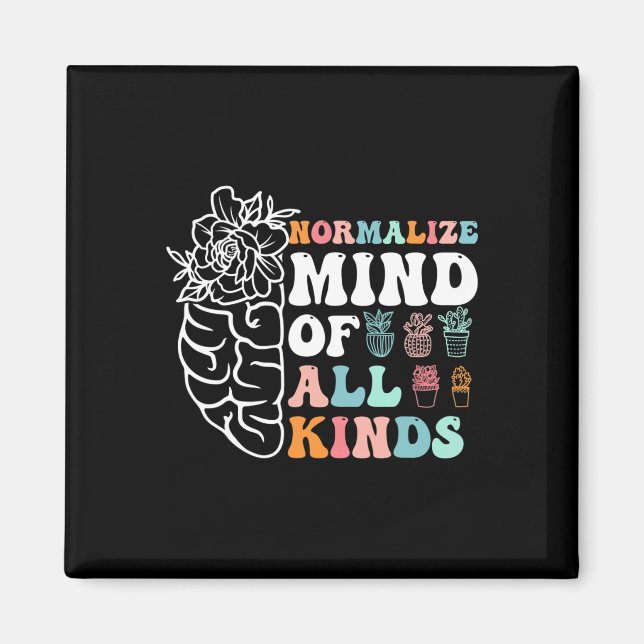 Retro Normalise Mind Of All Kinds Autism Awareness Magnet (Front)
