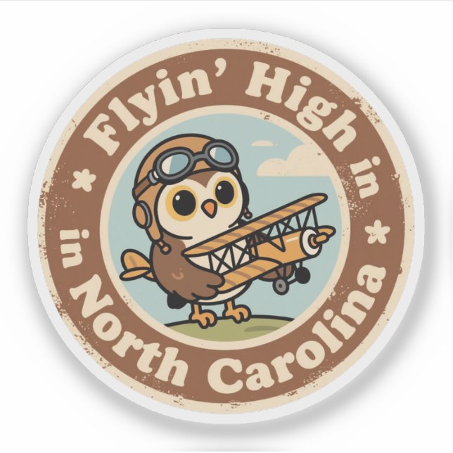 Retro North Carolina Badge_ Owl with Miniature Air (Front)