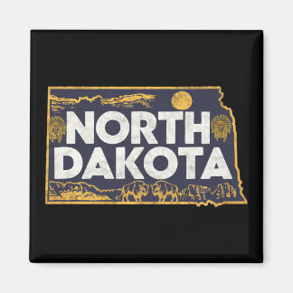 Retro North Dakota Silhouette Magnet