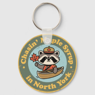 Retro North York Racoon Canoe Key Ring