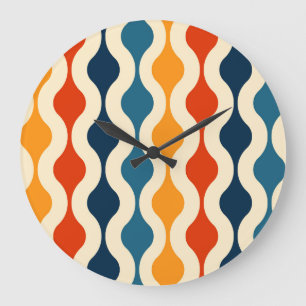 Retro nostalgic, colourful, seamless background. large clock
