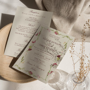 Retro Nouveau Art Floral All In One Wedding Invitation