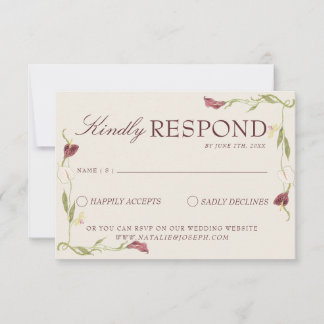 Retro Nouveau Art Vintage Floral Aesthetic Wedding RSVP Card