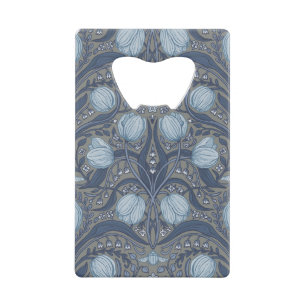 Retro Nouveau Tulips in blue and pewter