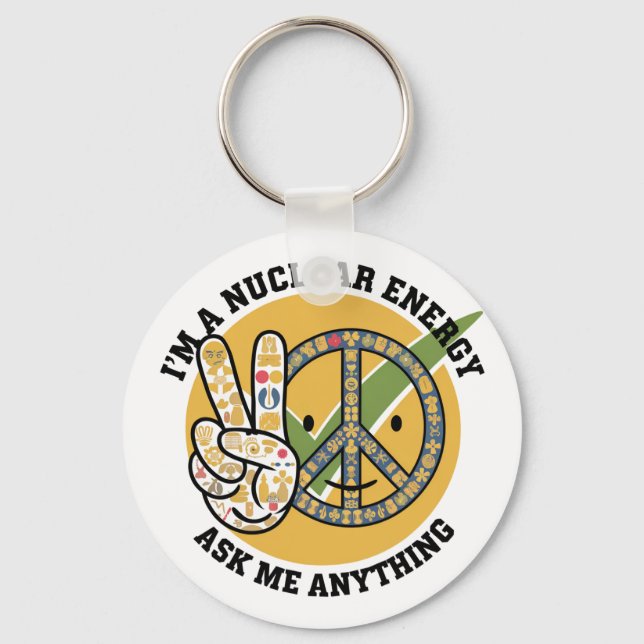 Retro Nuclear Energy design vector art gift  Key Ring (Front)