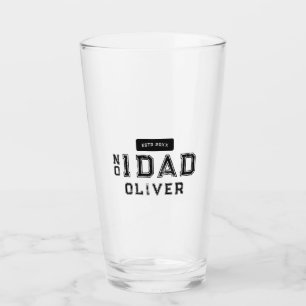 Retro Number 1 Dad Vintage Varsity Typography Glass