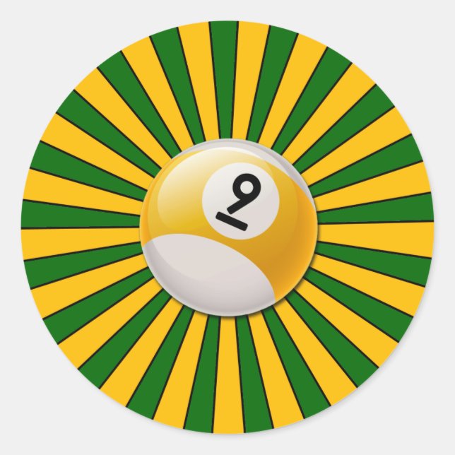 RETRO NUMBER 9 BILLIARDS BALL CLASSIC ROUND STICKER (Front)