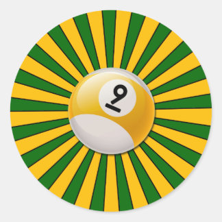 RETRO NUMBER 9 BILLIARDS BALL CLASSIC ROUND STICKER