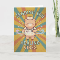Retro Nurse Bear Sending You Healing Vibes Medical
