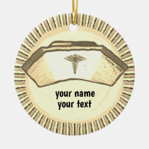 Retro Nurse Cap Ceramic Tree Decoration