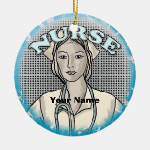 Retro nurse  ceramic tree decoration